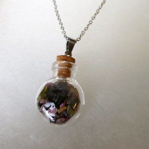 2/15$ NWOT round wish bottle filled with mixed tourmaline